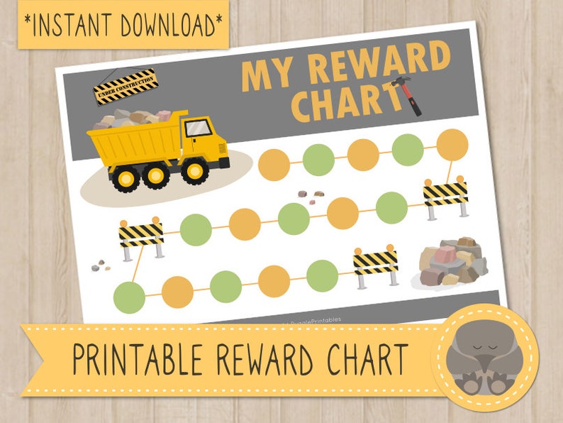 Printable Construction Dump Truck Potty Reward Chart INSTANT DOWNLOAD ...