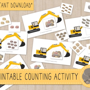 Printable Construction Counting Busy Bag Activity for Preschoolers and Toddlers DOWNLOAD