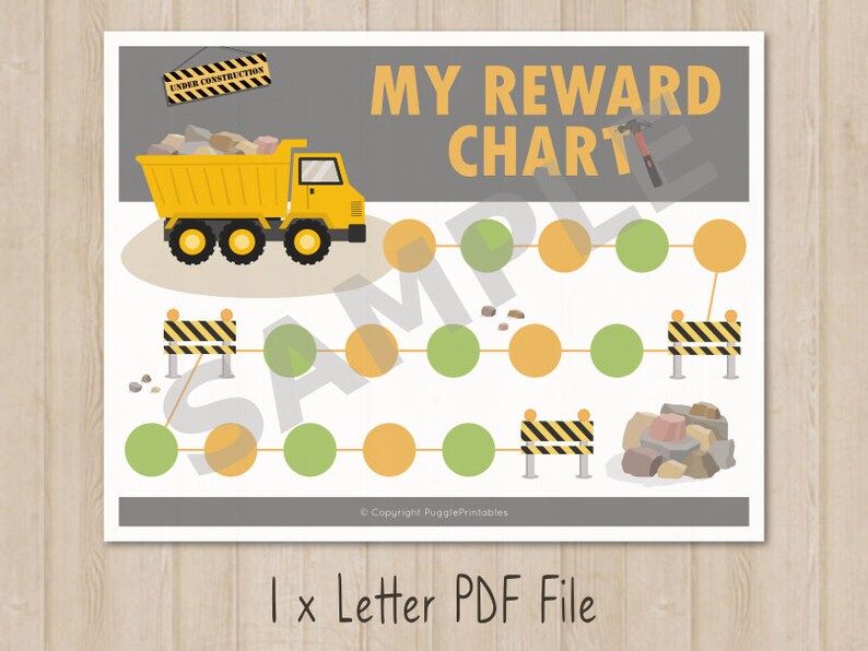 Printable Construction Dump Truck Potty Reward Chart INSTANT - Etsy ...
