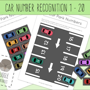 Printable Car Number Matching Activity Worksheet for Kids DOWNLOAD