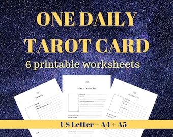 One Daily Card Tarot Journaling, 6 Printable Worksheets, PDF
