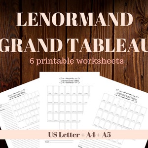 Grand Tableau Lenormand, 6 fogli di lavoro stampabili, PDF