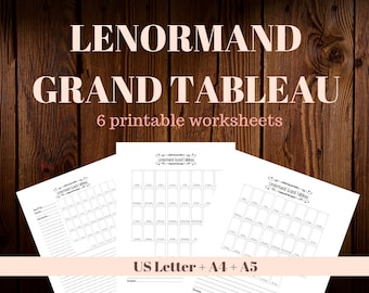 Grand Tableau Lenormand, 6 Printable Worksheets, PDF