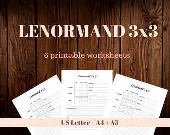 Printable Worksheets 3 x 3 Lenormand / Oracle / Tarot Spread, PDF