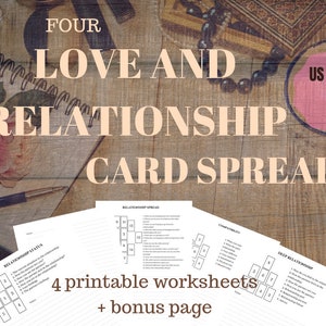 Tarocchi AMORE e RELAZIONE spread - 4 pagine stampabili + pagina bonus, spread Card PDF