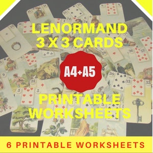 Deux cartes Lenormand Paring Exercise /6 feuilles de travail imprimables, A4+A5