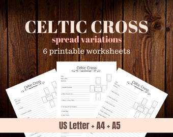 Celtic Cross Spread, 6 Printable Worksheets, PDF