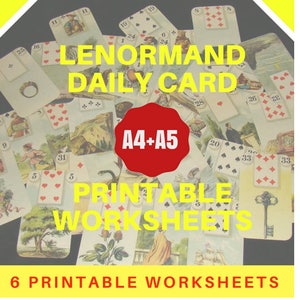 Une carte quotidienne Lenormand Journaling, 6 feuilles de travail imprimables, A4+A5