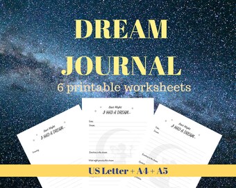 Dream Journal - 6 páginas imprimibles- Descarga instantánea, PDF