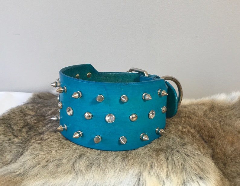 3 Wide Leather Custom Spiked Dog Collar With Custom Etsy