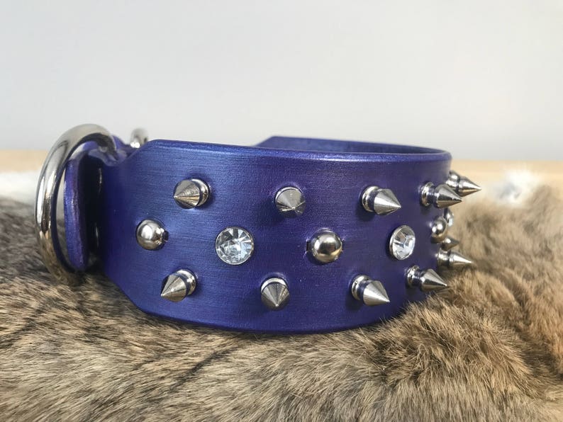 2 Wide Leather Custom Spiked Dog Collar With Custom Etsy