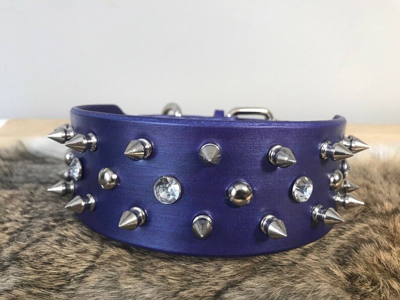 2 Wide Leather Custom Spiked Dog Collar With Custom Etsy