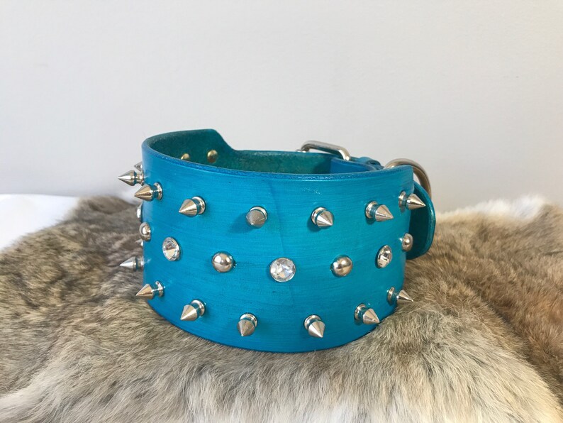 3 Wide Leather Custom Spiked Dog Collar With Custom Etsy