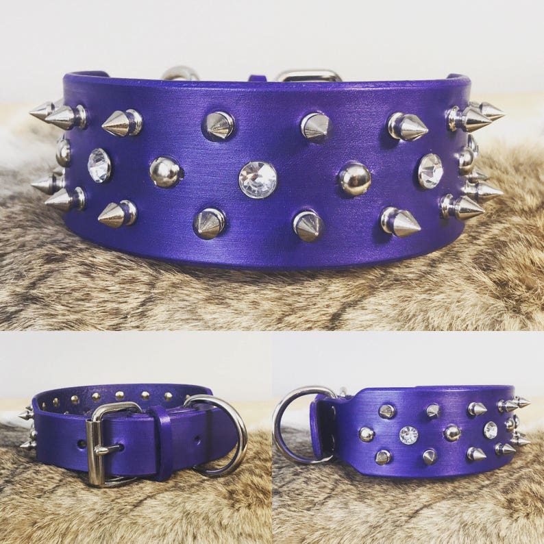 2 Wide Leather Custom Spiked Dog Collar With Custom Etsy