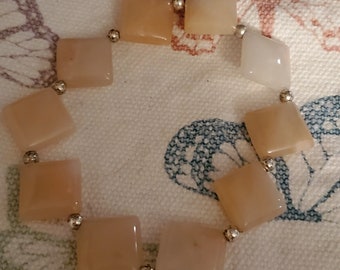 Peach Aventurine Bracelet with Silver Spacers: Sacral Chakra, Meditation