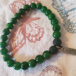 Jade Luck Charm Bracelet lava bead bracelet Aromatherapy bracelet duffusing bracelet Heart Chakra Bracelet serenity bracelet protective