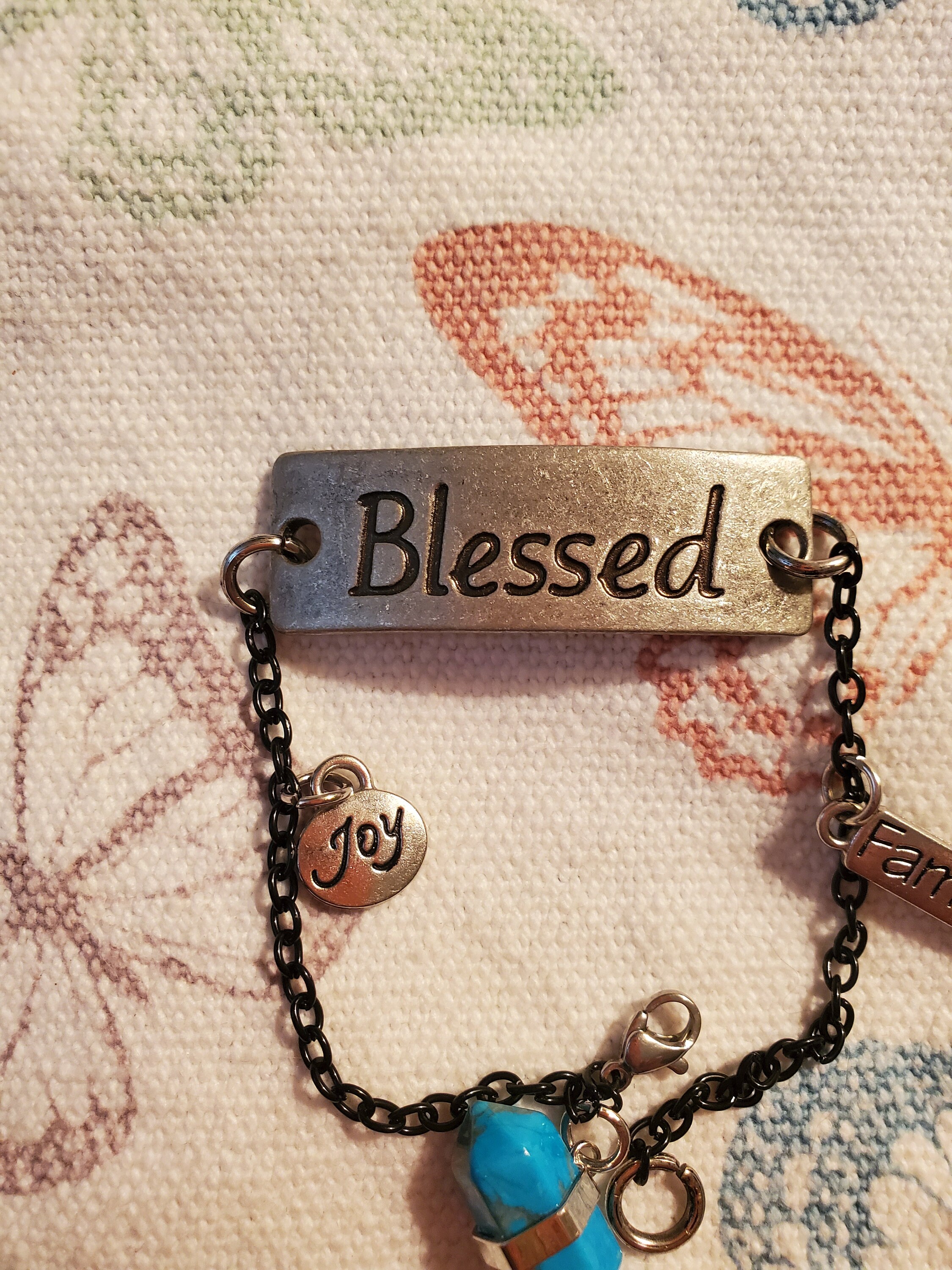 Blessed Inscription bracelet joy charm bracelet family charm Etsy 日本