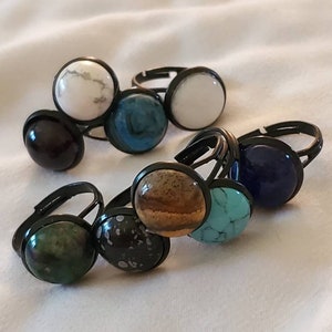 Solitare gemstone rings healing rings healing crystal rings adjustable rings grounding rings balancing chakra rings chakra rings immune ring