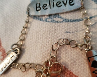 Believe bracelet charm bracelet hope charm bracelet love charm bracelet rhinestone charm bracelet religious bracelet inspirational bracelet