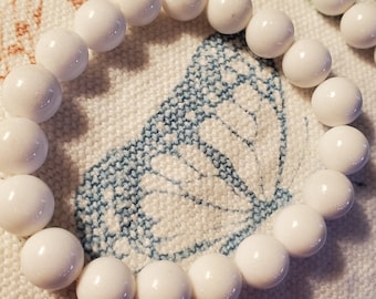 White Jade Bracelet: Chakra Activating, Calming, Healing (10mm)