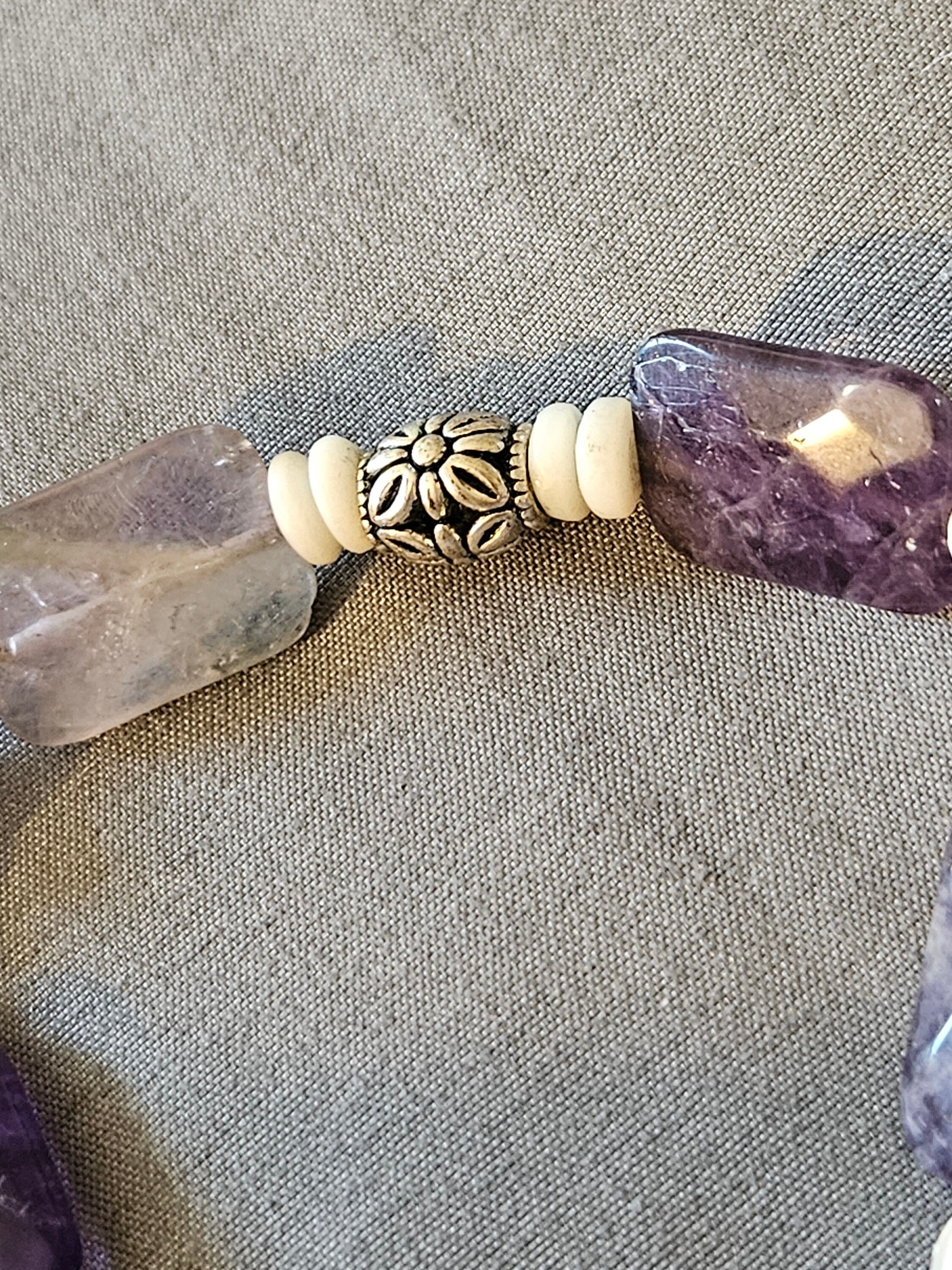 Amethyst and Rice Shell Bracelet Third Eye Chakra Bracelet - Etsy