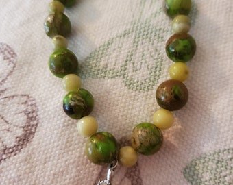 Imperial Jasper Turtle Charm Bracelet, Reiki Infused