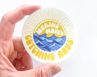 Making Waves and Catching Rays Sticker, Summer Sticker, Beach Sticker, Lake Sticker, River Sticker, Sunshine, Sun and Sand Sticker