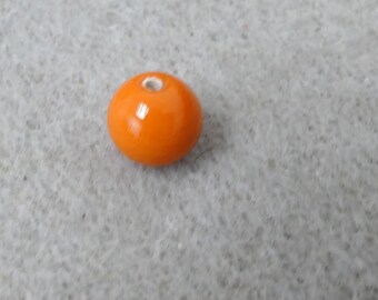 Glass beads, orange color, round, 10 mm diameter, sold in batches of 5, creative leisure, jewelry supplies