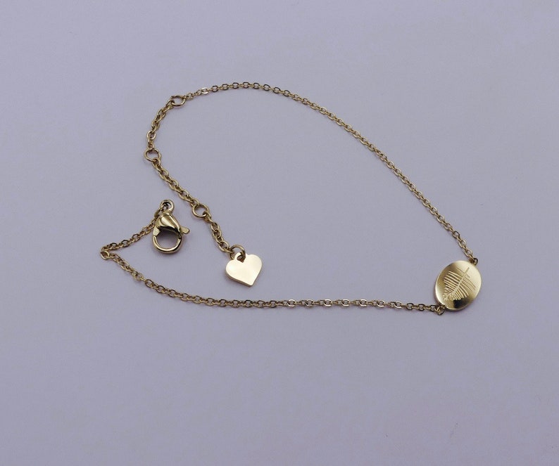 gift women/'s jewel stainless steel musket clasp engraved sheet gold finish chain small links Minimalist bracelet