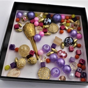 Perles en mélange, mélange de 100 perles, acrylique, verre, métal , mélange unique image 1