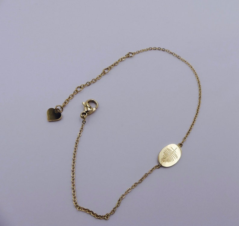gift women/'s jewel stainless steel musket clasp engraved sheet gold finish chain small links Minimalist bracelet