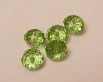 Perles, perles en verre, soucoupes en verre, 8 mm, lots de 5 perles, perles facettes, loisirs créatifs, fourniture bijoux