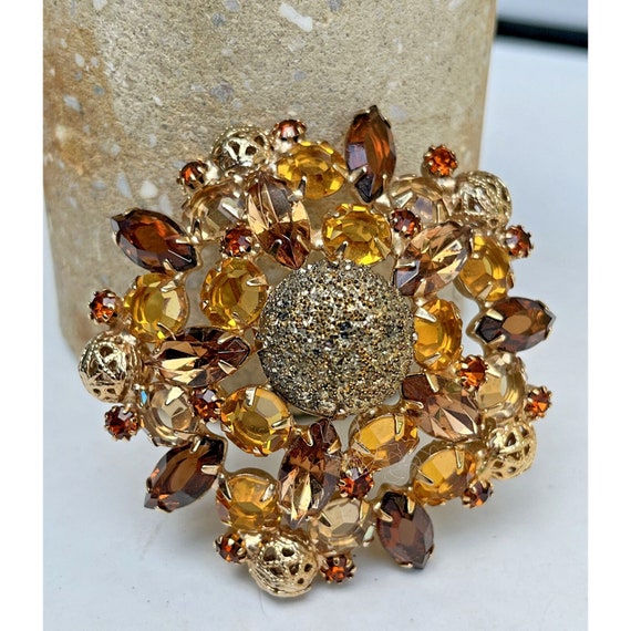 Vintage Juliana D&E Filigree Bead Topaz Amber Fall