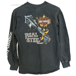 Vintage 80s Harley Davidson Real Steel Sword Long Sleeve T Shirt
