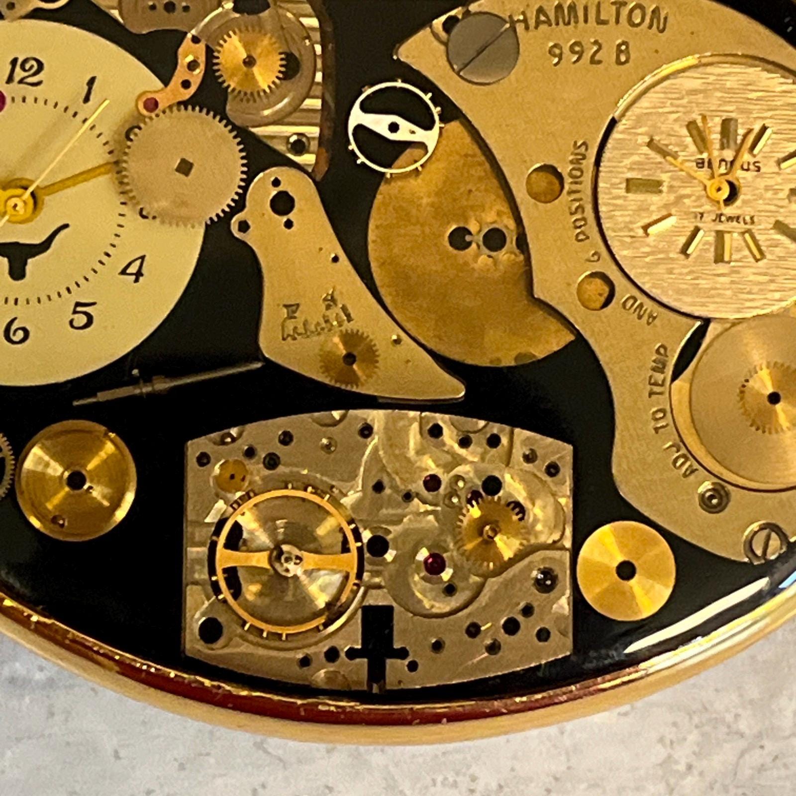 Vintage 80s Von West Clock Watch Parts Steampunk Artwork Belt
