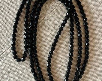 Vintage Faceted Necklace Black Flapper Opera 50”