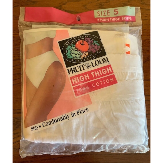 Vintage 90s High Thigh Briefs Underwear Fruit of the Loom Sz 5 Panties NOS  