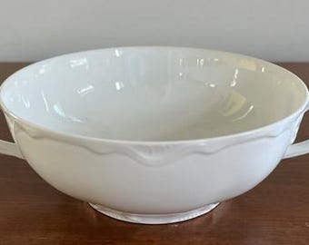Haviland Ranson Flat Cream Soup Bowl Double Handle All White Scalloped