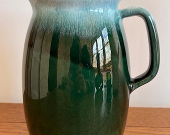 Vintage Green Drip Glaze Pitcher Oven Proof Approx 6.5" Tall