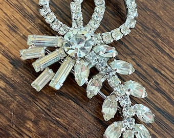 Vintage Weiss Clear Rhinestone Brooch Baguette Estate Jewelry