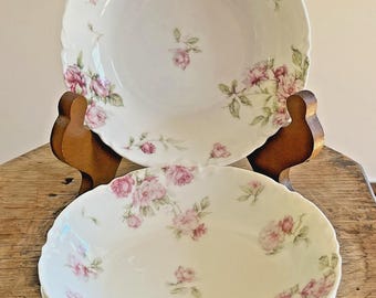 Haviland Pink Roses Fruit Dessert Sauce 5 5/8" Bowls Set Schleiger 39F Ranson