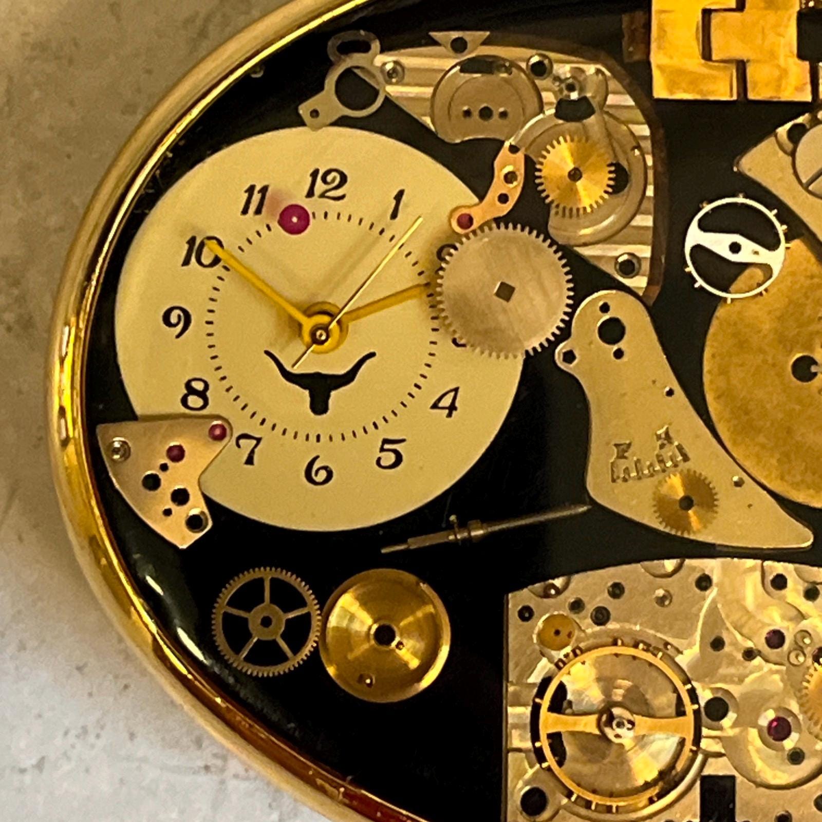 80's ビンテージ バックル VON WEST Vintage 80s Von West Clock Watch Parts Steampunk Artwork Belt