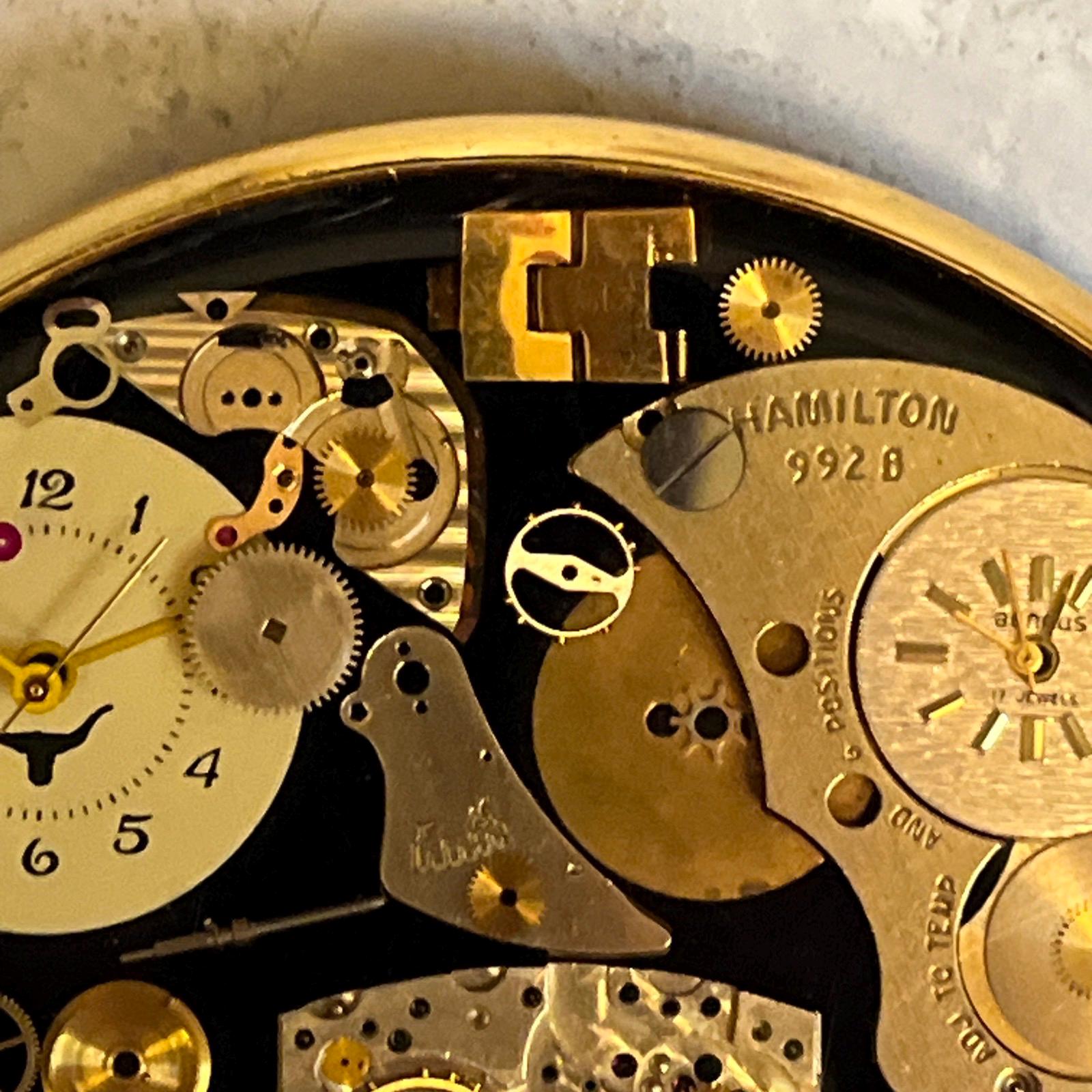 Vintage 80s Von West Clock Watch Parts Steampunk Artwork Belt