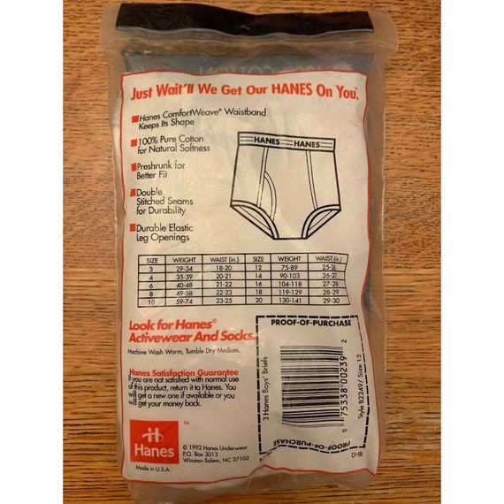 Vintage 1992 NOS Hanes Boys Briefs Underwear Size 12 … - Gem