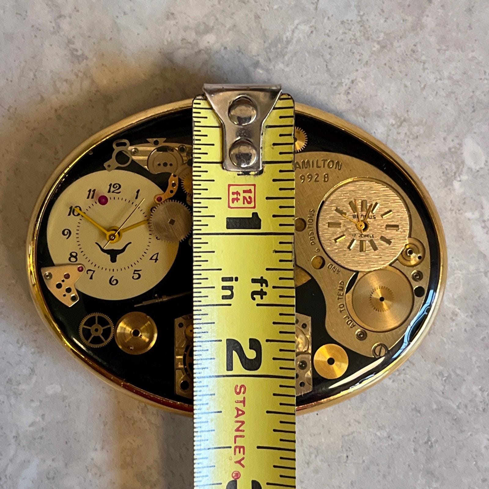 80's ビンテージ バックル VON WEST Vintage 80s Von West Clock Watch Parts Steampunk Artwork Belt