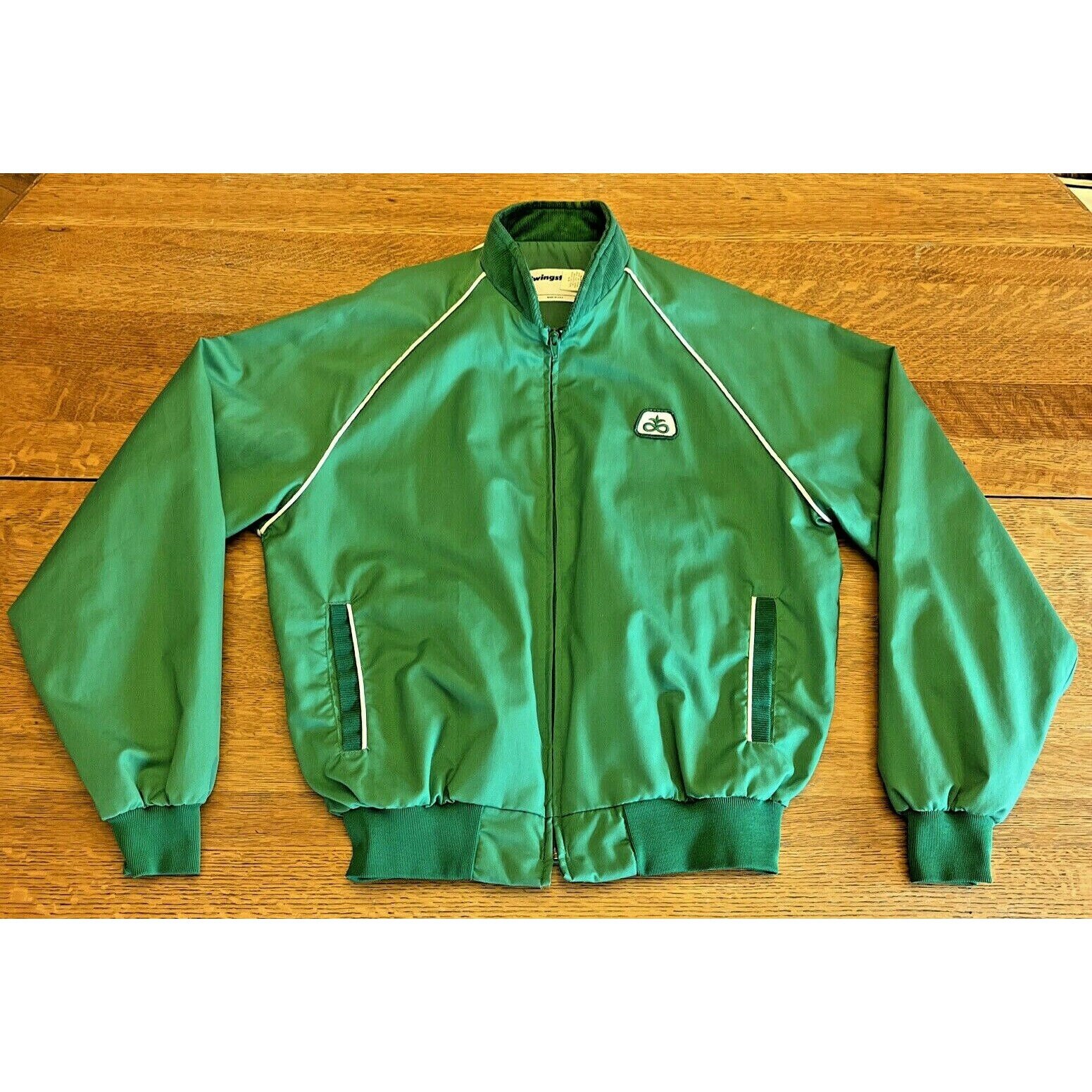 Vintage Swingster Mens Green Zip Jacket Pioneer Seed Sz Large
