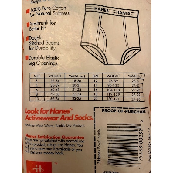 Vintage 1992 NOS Hanes Boys Briefs Underwear Size 12 … - Gem