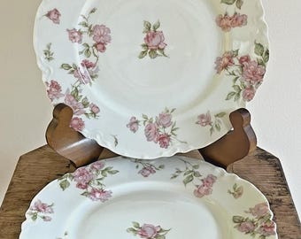 Haviland Pink Roses Ranson Blank 1 Salad Plate 7 1/2" Set of 2 Schleiger 39F