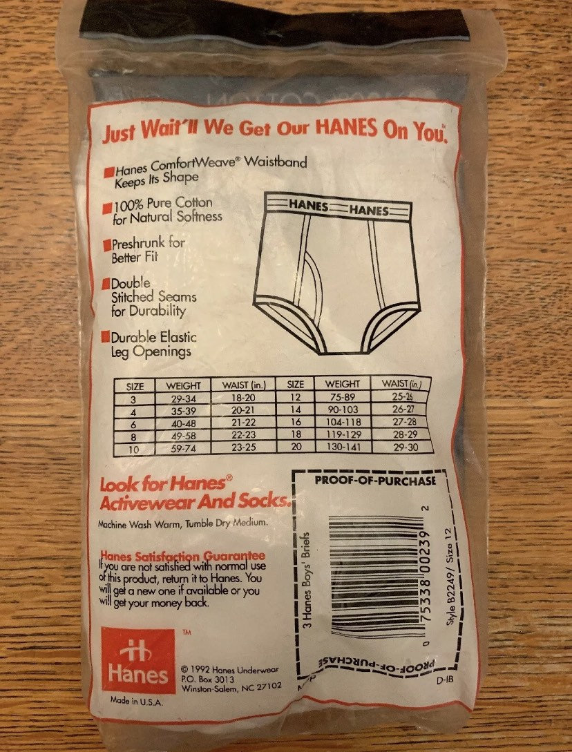 Vintage 1992 NOS Hanes Boys Briefs Underwear Size 12 White - Etsy