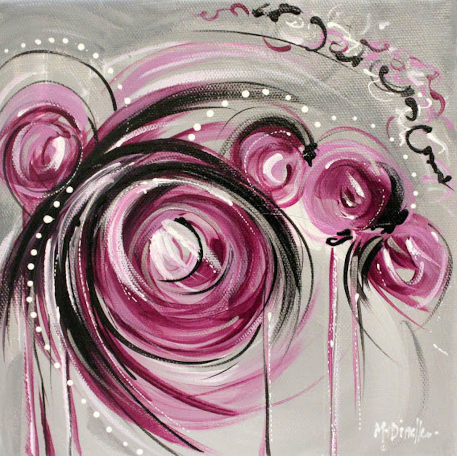 Purple grey abstract painting original art acrylic fine Etsy